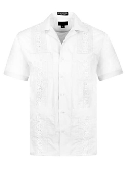 OmegaTux Omega Cuban Guayabera Short Sleeve Shirt, Wedding Cigar Beach Bartender Casual