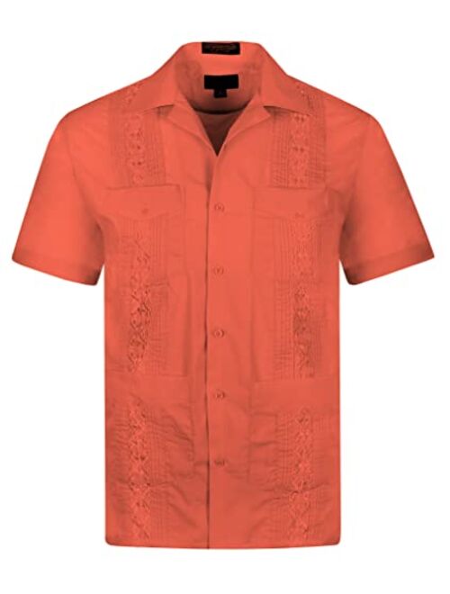 OmegaTux Omega Cuban Guayabera Short Sleeve Shirt, Wedding Cigar Beach Bartender Casual