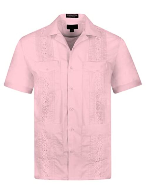 OmegaTux Omega Cuban Guayabera Short Sleeve Shirt, Wedding Cigar Beach Bartender Casual