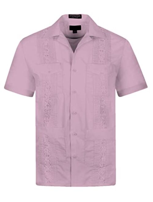 OmegaTux Omega Cuban Guayabera Short Sleeve Shirt, Wedding Cigar Beach Bartender Casual