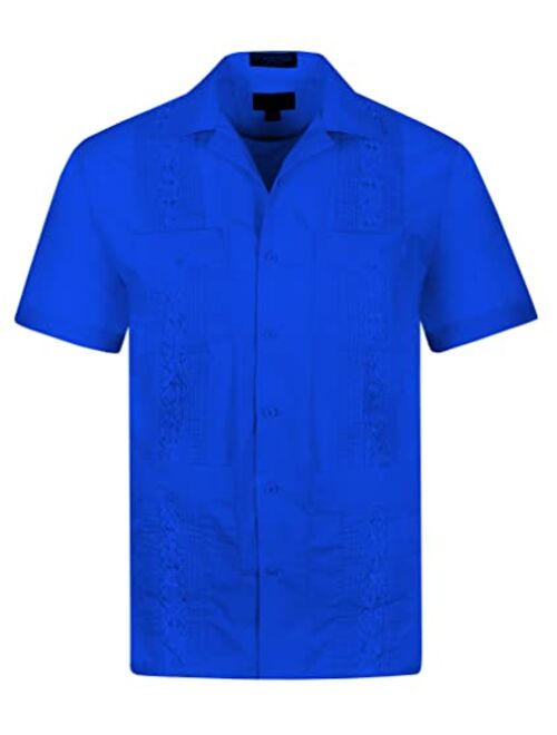 OmegaTux Omega Cuban Guayabera Short Sleeve Shirt, Wedding Cigar Beach Bartender Casual