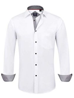 Alimens & Gentle Men's Dress Shirts Long Sleeve Wrinkle-Resistant Casual Button Down Shirt