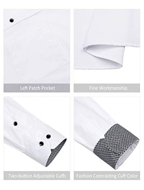 Alimens & Gentle Men's Dress Shirts Long Sleeve Wrinkle-Resistant Casual Button Down Shirt