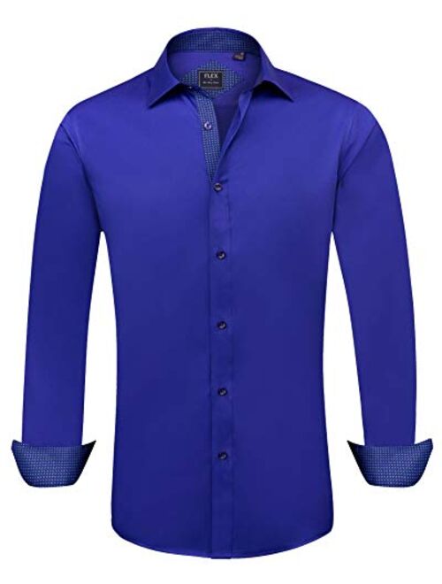 Alimens & Gentle Men's Dress Shirts Long Sleeve Wrinkle-Resistant Casual Button Down Shirt