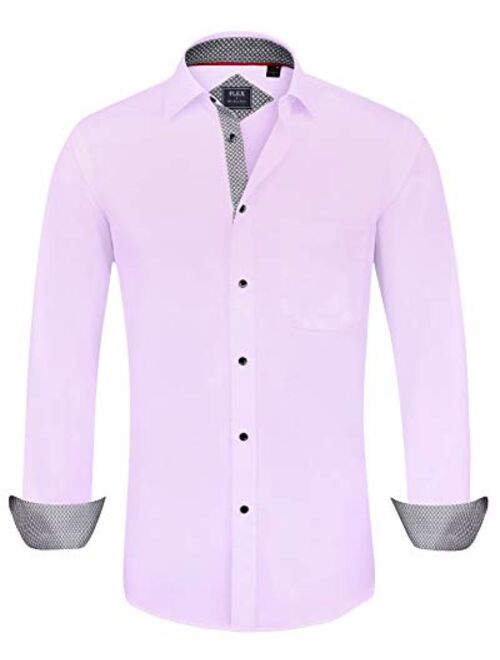 Alimens & Gentle Men's Dress Shirts Long Sleeve Wrinkle-Resistant Casual Button Down Shirt