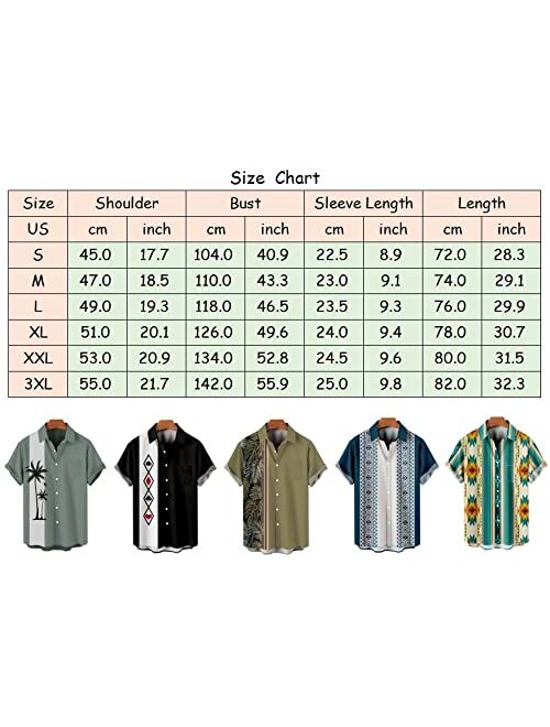 Ecosunny Hawaiian Bowling Shirts for Men Short Sleeve Printed Regular Fit Summer Beach Casual Button Down Aloha Shirts