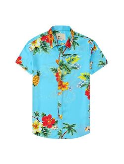 PRIUMPH Hawaiian Shirt for Men Short Sleeve Regular Fit Summer Casual Button Down Beach Shirts