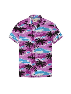 PRIUMPH Hawaiian Shirt for Men Short Sleeve Regular Fit Summer Casual Button Down Beach Shirts