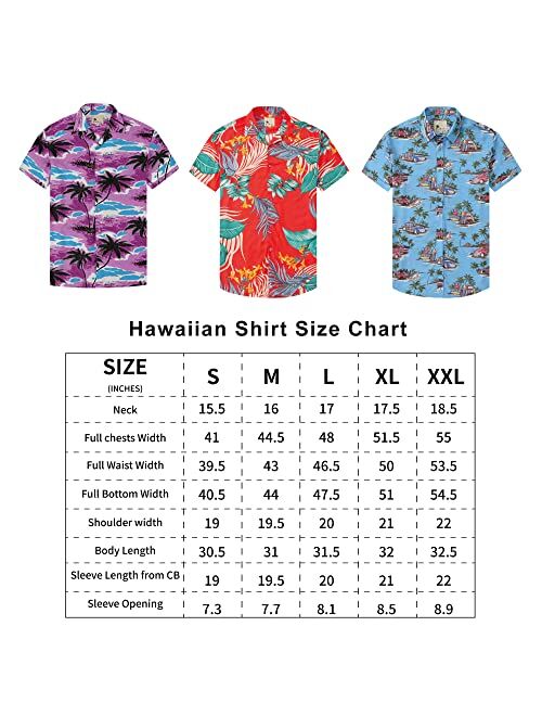 PRIUMPH Hawaiian Shirt for Men Short Sleeve Regular Fit Summer Casual Button Down Beach Shirts