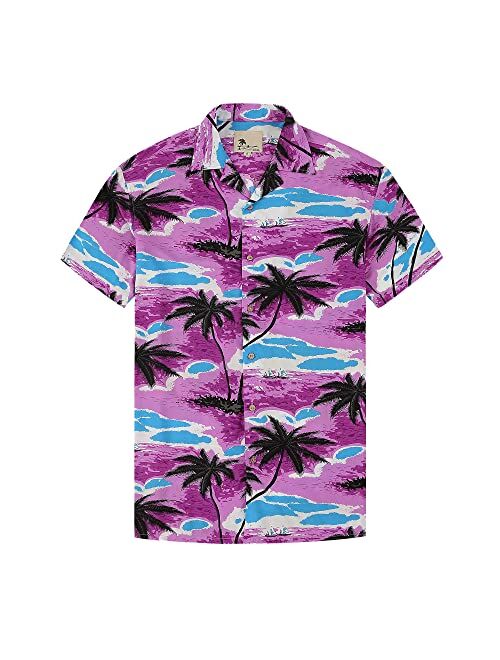 PRIUMPH Hawaiian Shirt for Men Short Sleeve Regular Fit Summer Casual Button Down Beach Shirts