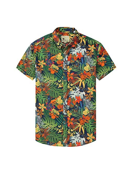 PRIUMPH Hawaiian Shirt for Men Short Sleeve Regular Fit Summer Casual Button Down Beach Shirts