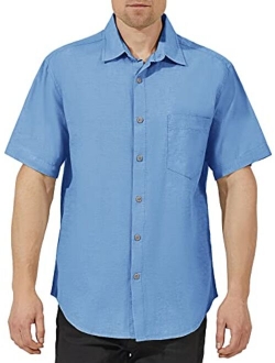 COEVALS CLUB Men's Casual Linen Cotton Button Down Spread Collar Short Sleeve Summer Beach Shirts