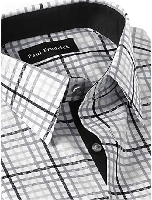 Paul Fredrick Men's Classic Fit Non-Iron Cotton Check Dress Shirt