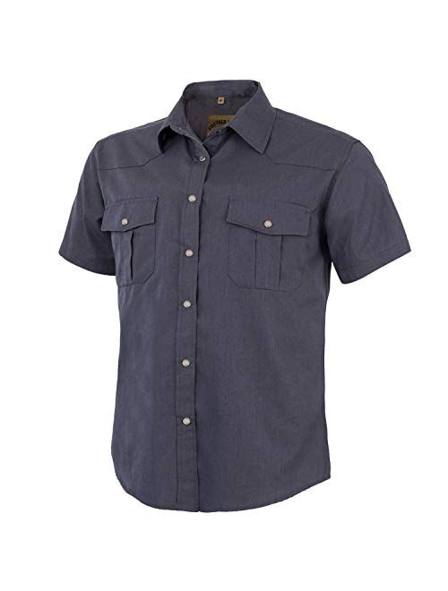 COEVALS CLUB Men's Western Plaid Pearl Snap Buttons Two Pockets Casual Short Sleeve Shirts