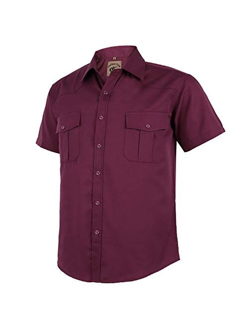 COEVALS CLUB Men's Western Plaid Pearl Snap Buttons Two Pockets Casual Short Sleeve Shirts