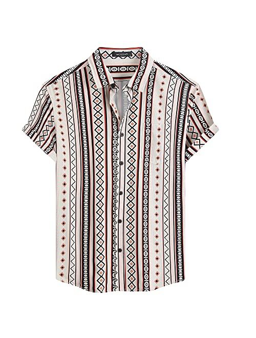 MCEDAR Mens Casual Button Down Shirts Short Sleeve Striped Summer Vintage Beach Vacation Shirt (Size S-5XL Big and Tall)