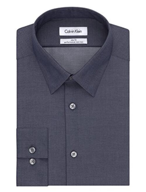 Calvin Klein Men's Dress Shirt Slim Fit Non-iron Herringbone