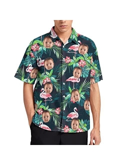 WAYABO Custom Shirt Casual Hawaiian Personalized Photo with Face Boyfriend Husband Or Father Gift