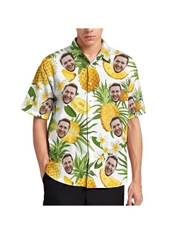 WAYABO Custom Shirt Casual Hawaiian Personalized Photo with Face Boyfriend Husband Or Father Gift