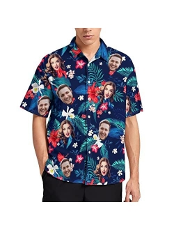 WAYABO Custom Shirt Casual Hawaiian Personalized Photo with Face Boyfriend Husband Or Father Gift