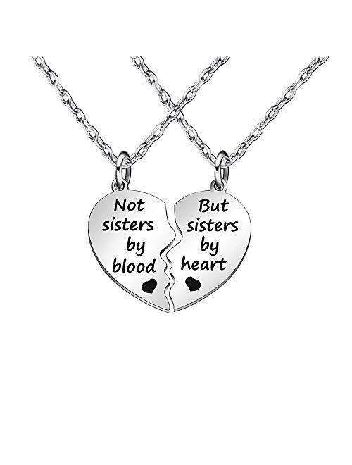 JQFEN Broken Heart Shape Friendship Necklaces Women Girl Jewelry Gift Not Sisters by Blood But Sisters by Heart