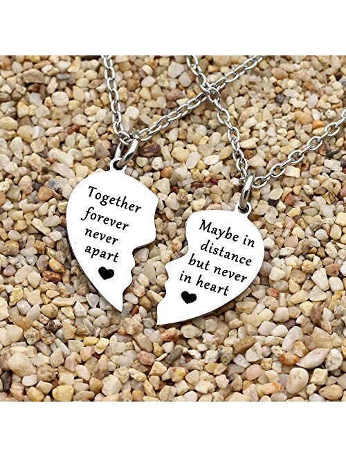 JQFEN Together Forever Never Apart Maybe in Distance but Never in Heart Best Friends Necklaces BFF Sister Friendship Couples Jewelry Sets