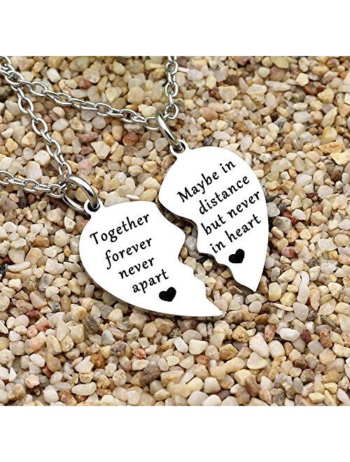 JQFEN Together Forever Never Apart Maybe in Distance but Never in Heart Best Friends Necklaces BFF Sister Friendship Couples Jewelry Sets