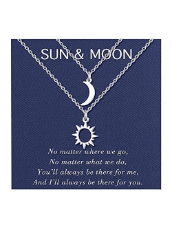 UNGENT THEM Sun and Moon Star Necklaces Best Friend Friendship Pedant Necklace Gift for Women Teen Girls(Silver/Gold)