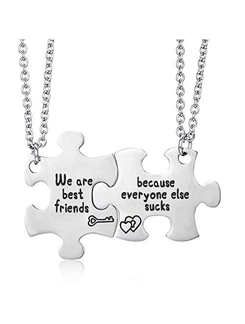 MJartoria Best Friend Necklaces, Friendship Necklace Puzzle Piece Necklaces Set Gifts for Women Teens BFF Necklace for 2