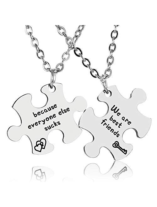 MJartoria Best Friend Necklaces, Friendship Necklace Puzzle Piece Necklaces Set Gifts for Women Teens BFF Necklace for 2