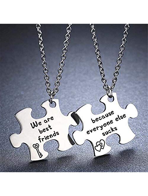 MJartoria Best Friend Necklaces, Friendship Necklace Puzzle Piece Necklaces Set Gifts for Women Teens BFF Necklace for 2