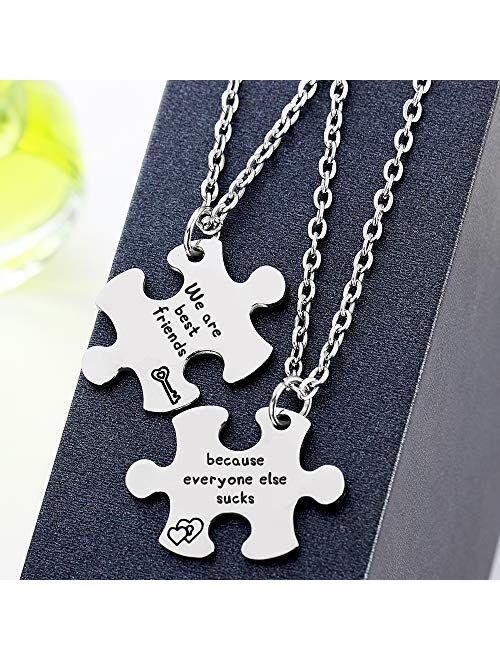 MJartoria Best Friend Necklaces, Friendship Necklace Puzzle Piece Necklaces Set Gifts for Women Teens BFF Necklace for 2