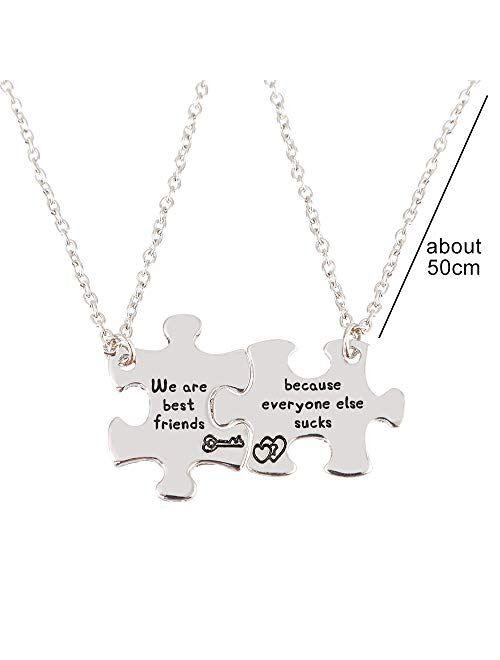 MJartoria Best Friend Necklaces, Friendship Necklace Puzzle Piece Necklaces Set Gifts for Women Teens BFF Necklace for 2