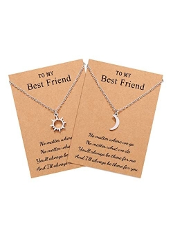 UNGENT THEM Dainty Sun Moon Star Friendship Necklace for 2/3 Best Friend Sisters Women Girls with Gift Message Card