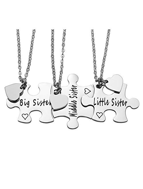 Jovivi 2-4pcs Always Sisters Forever Friends BFF Necklace Jigsaw Puzzle Piece Best Friends Friendship Necklaces for Best Friend Family Jewelry