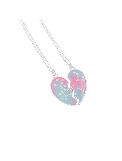 Saalort Best Friends Necklace for 2 Magnetic Split Heart Necklaces Set Friendship Gifts BFF Matching Pendant