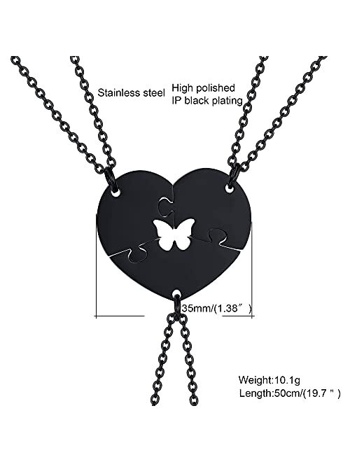 MEALGUET Personalized Name Initial Stainless Steel Heart Shape BFF Puzzle Necklace 2/3/4/5/6 Pcs for Family Love Best Friend Matching Necklace Set