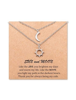 MANVEN Sun and Moon Best Friend Necklace for 2 Friendship Pedant Necklaces Jewelry Gift for Women Teen Girls Best Friend