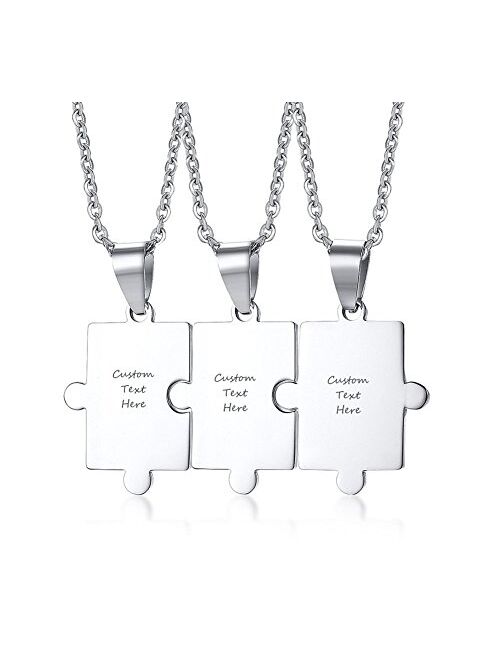 VNOX Friendship Jewelry Customizable Name Matching Puzzle Piece Stainless Steel BFF Necklace,Set for 2/3/4