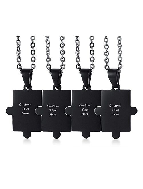 VNOX Friendship Jewelry Customizable Name Matching Puzzle Piece Stainless Steel BFF Necklace,Set for 2/3/4