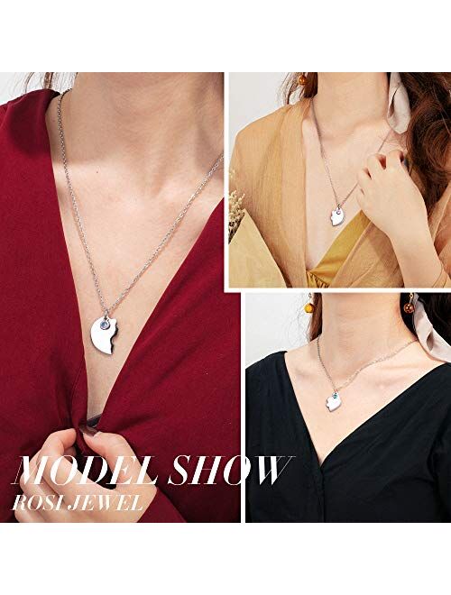 kaululu Personalized Puzzle Necklace with Simulated Birthstones Necklace Custom Engraved Name Heart Necklace for Family BFF Friendship Pendants