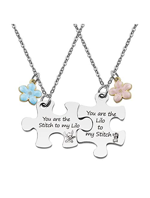 Generic ARETIS Best Friend Puzzle Necklace Set Stitch Lilo Puzzle Necklace You are The Lilo/Stitch to My Stitch/Lilo Best Friends Gift Stitch Lilo fans Gift