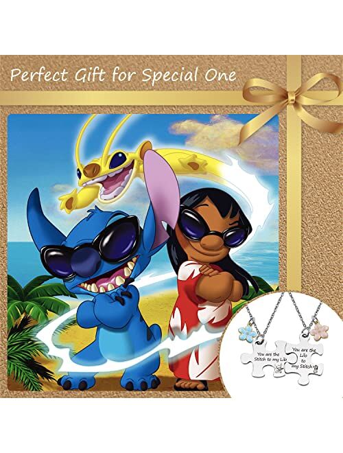 Generic ARETIS Best Friend Puzzle Necklace Set Stitch Lilo Puzzle Necklace You are The Lilo/Stitch to My Stitch/Lilo Best Friends Gift Stitch Lilo fans Gift