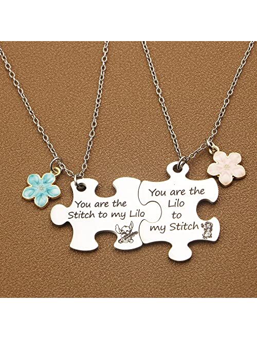 Generic ARETIS Best Friend Puzzle Necklace Set Stitch Lilo Puzzle Necklace You are The Lilo/Stitch to My Stitch/Lilo Best Friends Gift Stitch Lilo fans Gift