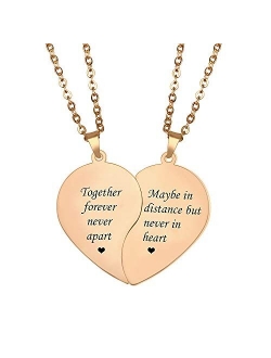 Mainbead 2 PCS BFF Necklace, Best Friend Necklaces Weirdo 1 Weirdo 2 Best Friends Forever Split Heart Pendant Set