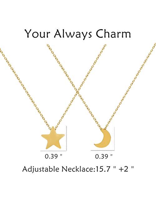 Your Always Charm Best Friend Necklaces for 2 Girls Bff Necklace for 2 MatchingNecklaces for Best Friends Star Moon FriendshipNecklace for Women