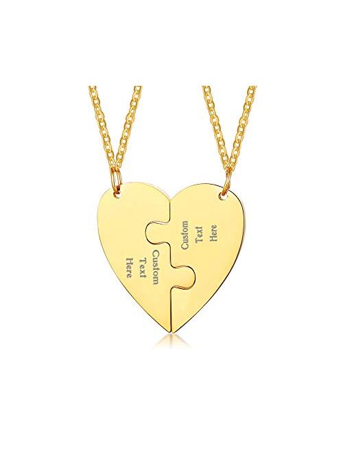 VNOX 2/3/4/5 Piece Heart Puzzle Piece Necklace Keychian Set Delicate BBF Friendship Necklace for 2/3/4/5/6,Birthday Bridesmaid Gift