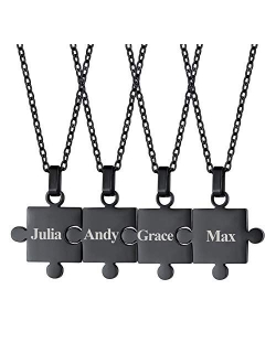 FaithHeart Puzzle Matching Necklace Personalized Custom BFF Pendant Necklaces Set for Women Men Family/Team/Classmates Names Jewelry