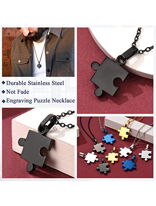 FaithHeart Puzzle Matching Necklace Personalized Custom BFF Pendant Necklaces Set for Women Men Family/Team/Classmates Names Jewelry