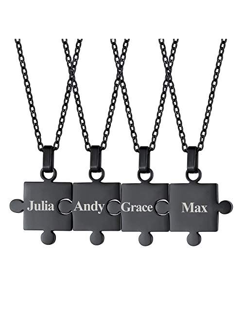 FaithHeart Puzzle Matching Necklace Personalized Custom BFF Pendant Necklaces Set for Women Men Family/Team/Classmates Names Jewelry